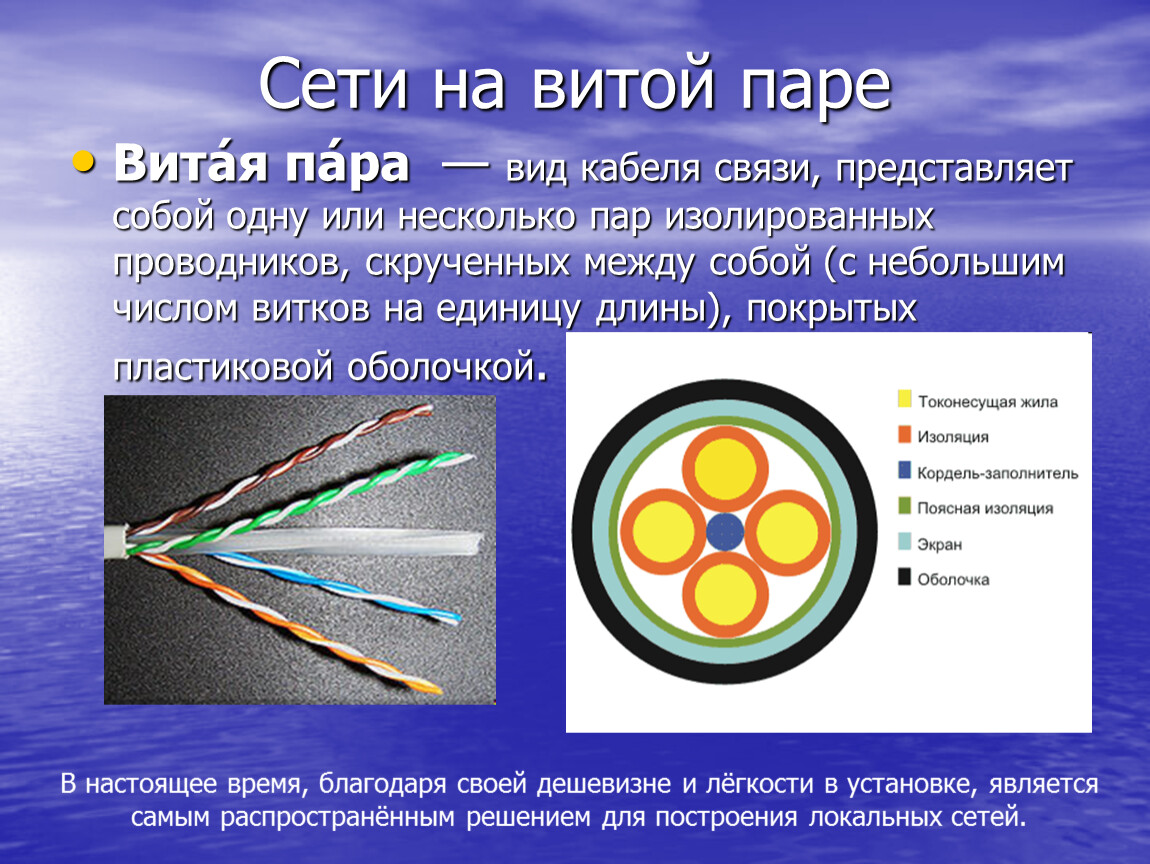 Сетей пара. 6 Категория витой пары сечение. Компьютерные сети на витой паре. Симметричный кабель связи. Витая пара презентация.