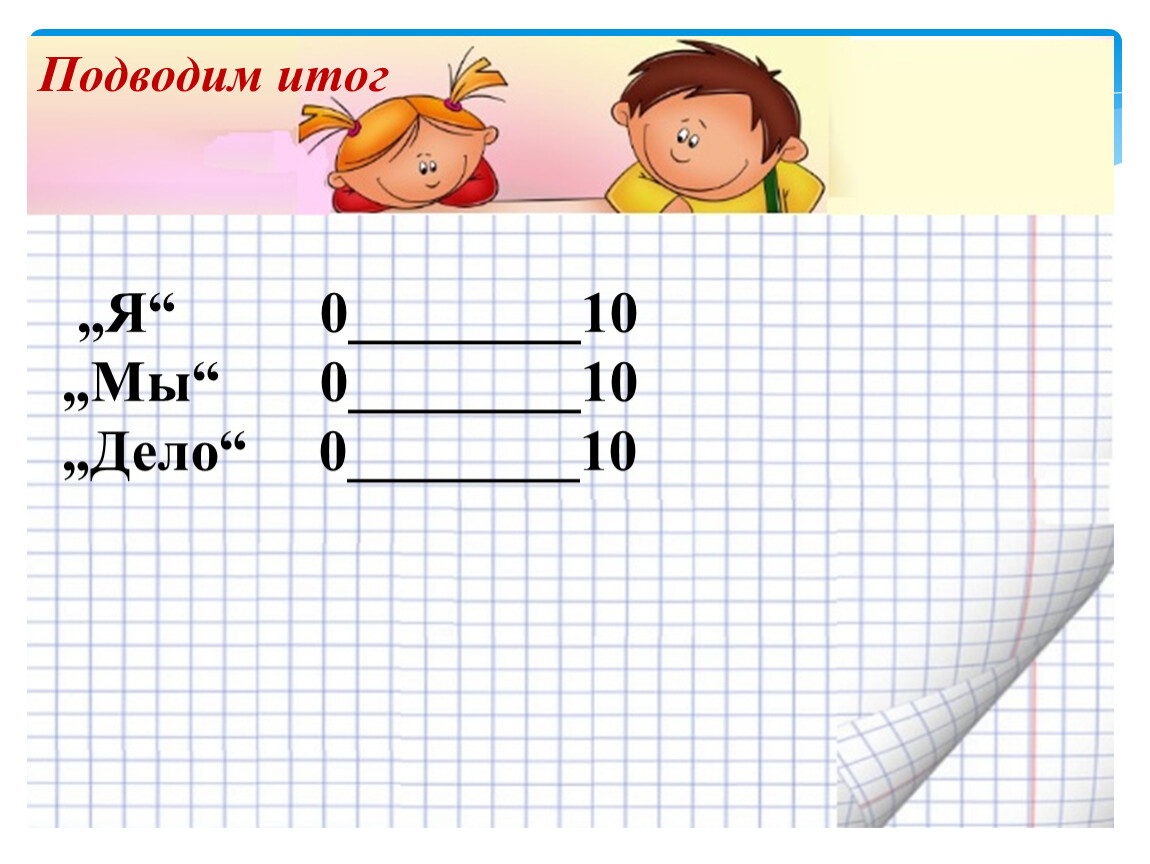 Я“ 0________10 „Мы“ 0________10 „Дело“ 0________10
