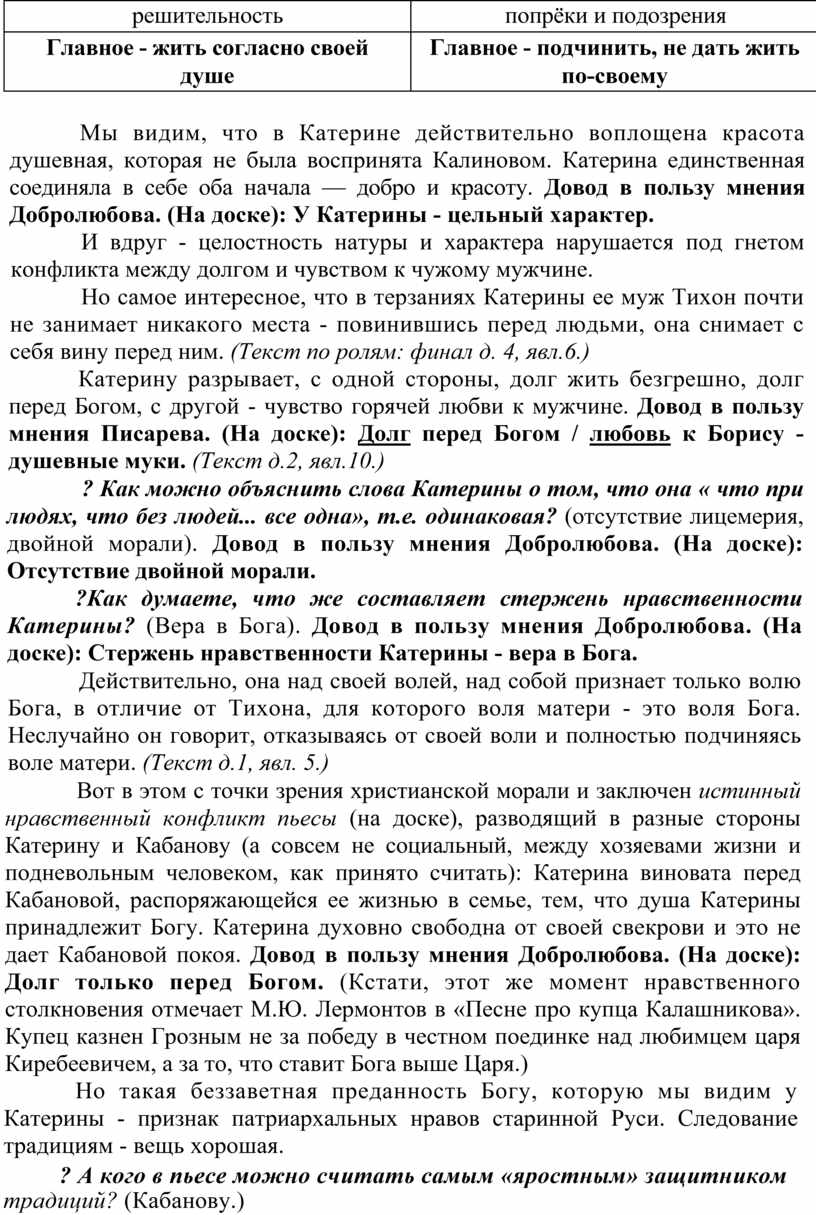 Любовь, воля, грех как ключевые понятия драмы А.Н. Островского «Гроза».