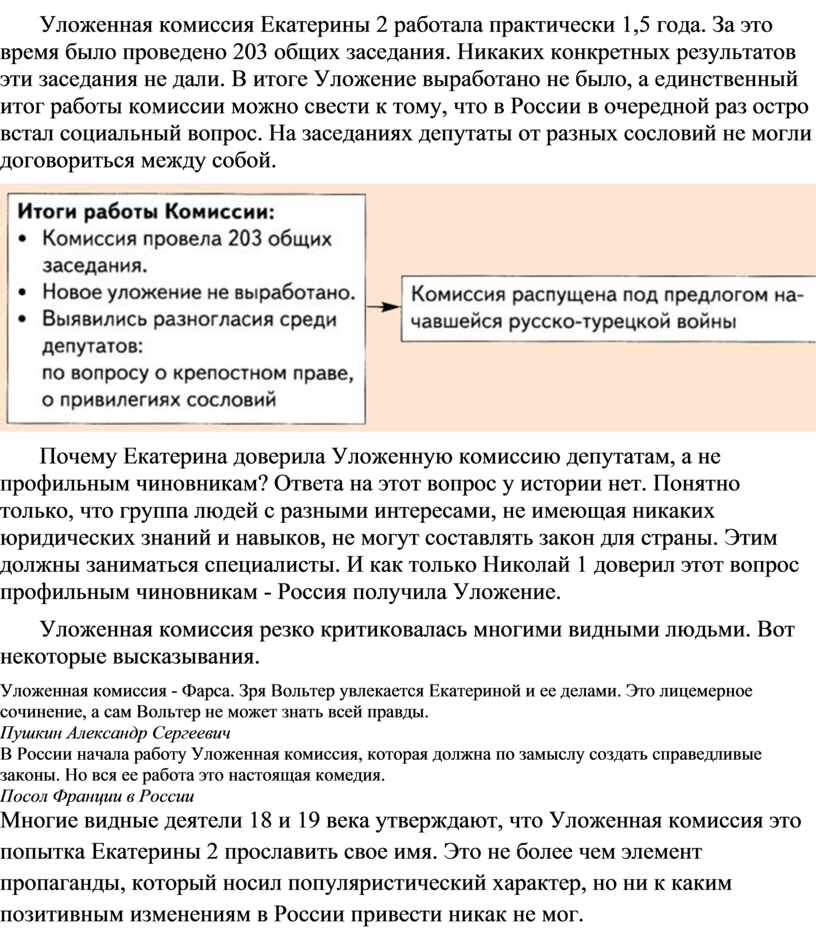 В каком году началась работа уложенной комиссии