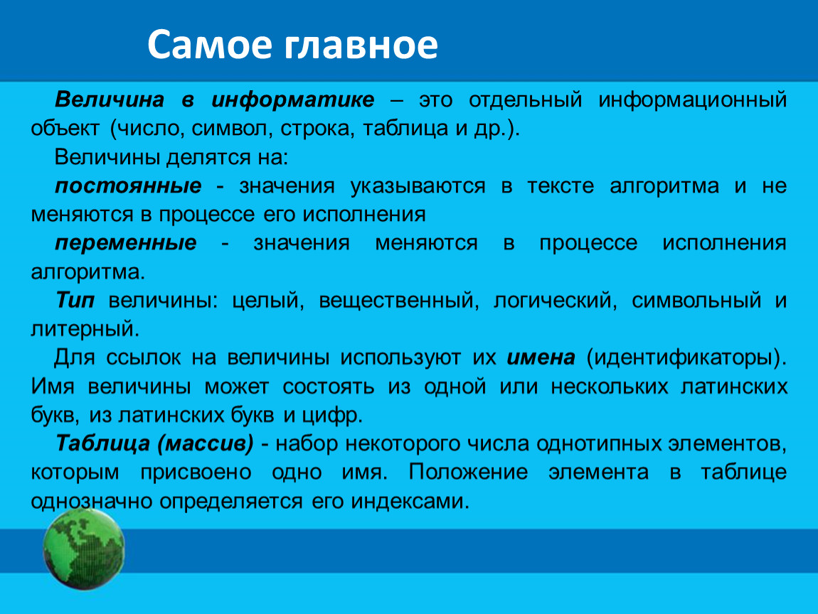 Классы объектов конспект. Объекты алгоритмов в информатике. Величины характеризуются Информатика. Строка это в информатике. Понятие величины в информатике.