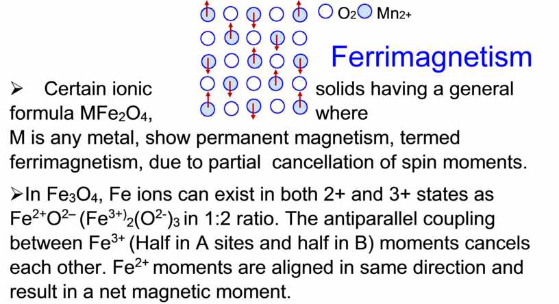 O 2 Mn 2+ Ferrimagnetism Ø