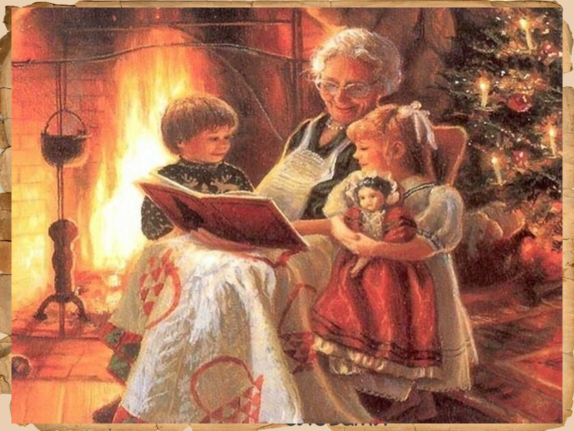 Бабушка читает стихотворение. Нянина сказка Чайковский. Январь у камелька Чайковский. Бабушка рассказывает сказку.