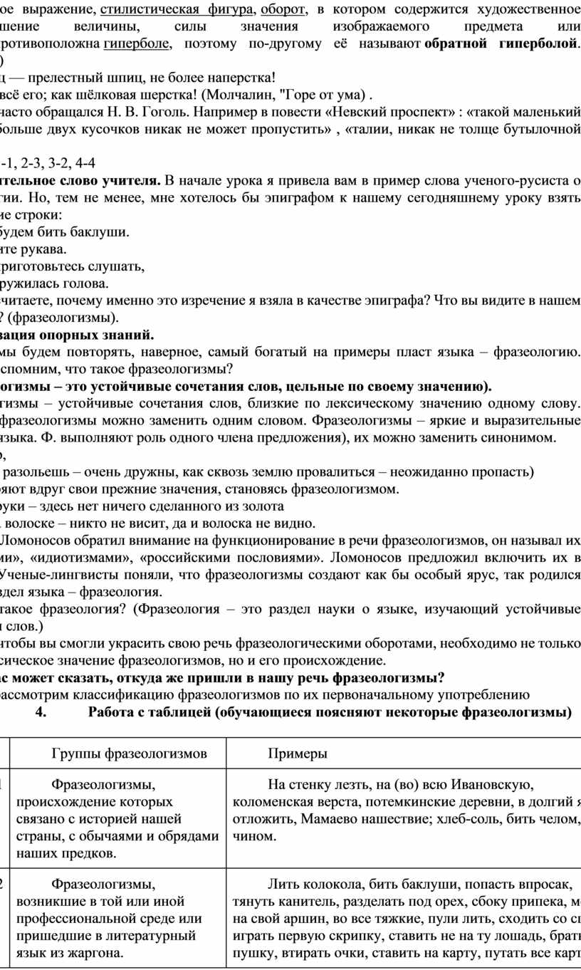 План-конспект открытого урока по русскому языку для 1 курса . Тема урока:  «Фразеология. Употребления фразеологизмов.»