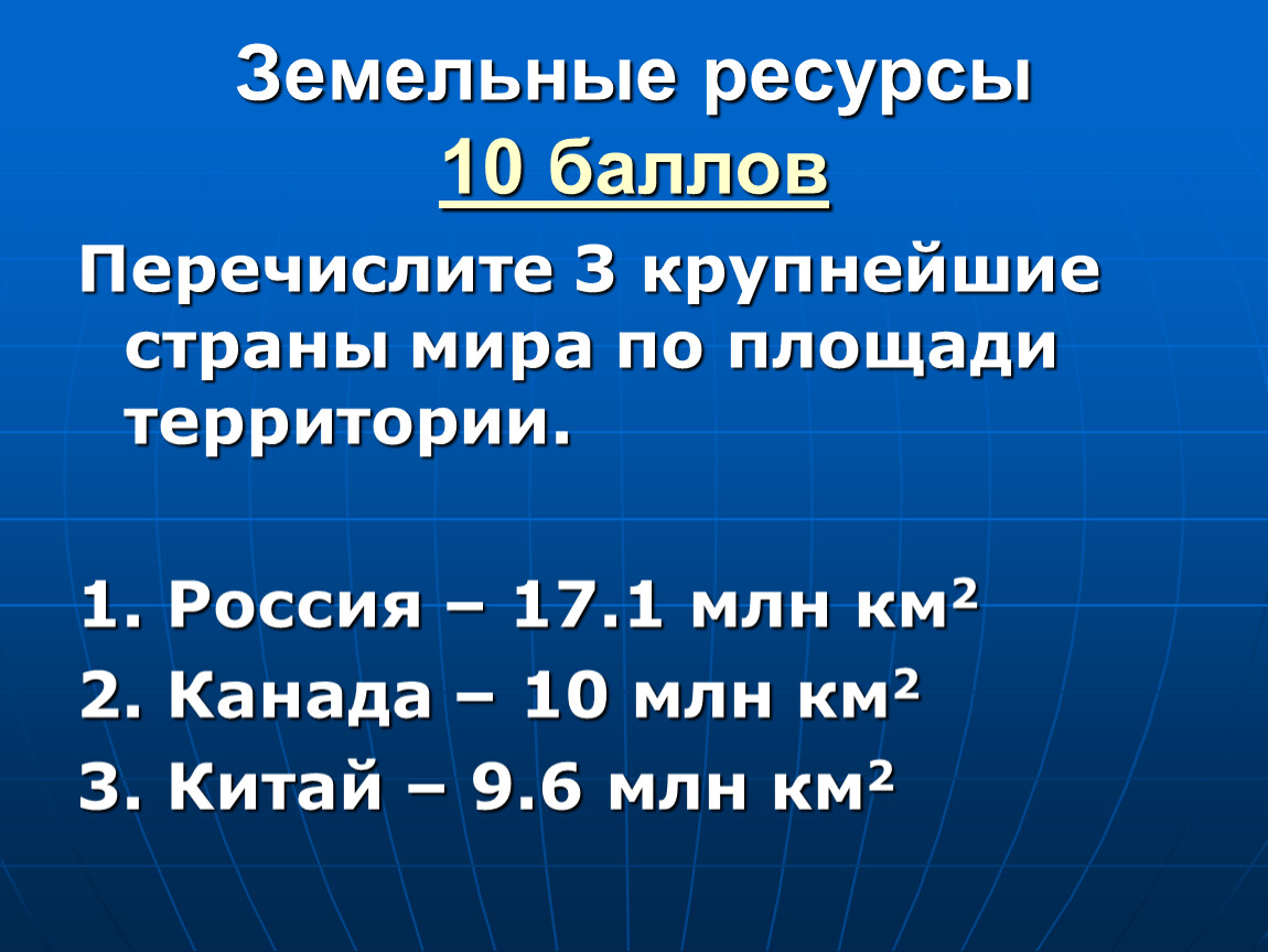 Площадь территории млн км2