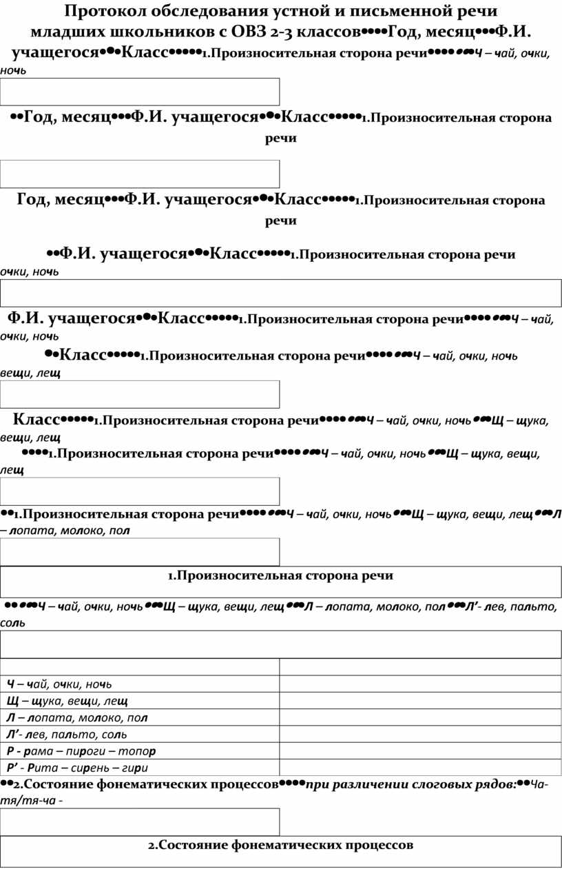 Общая речевая карта обследования устной и письменной речи учащихся образец