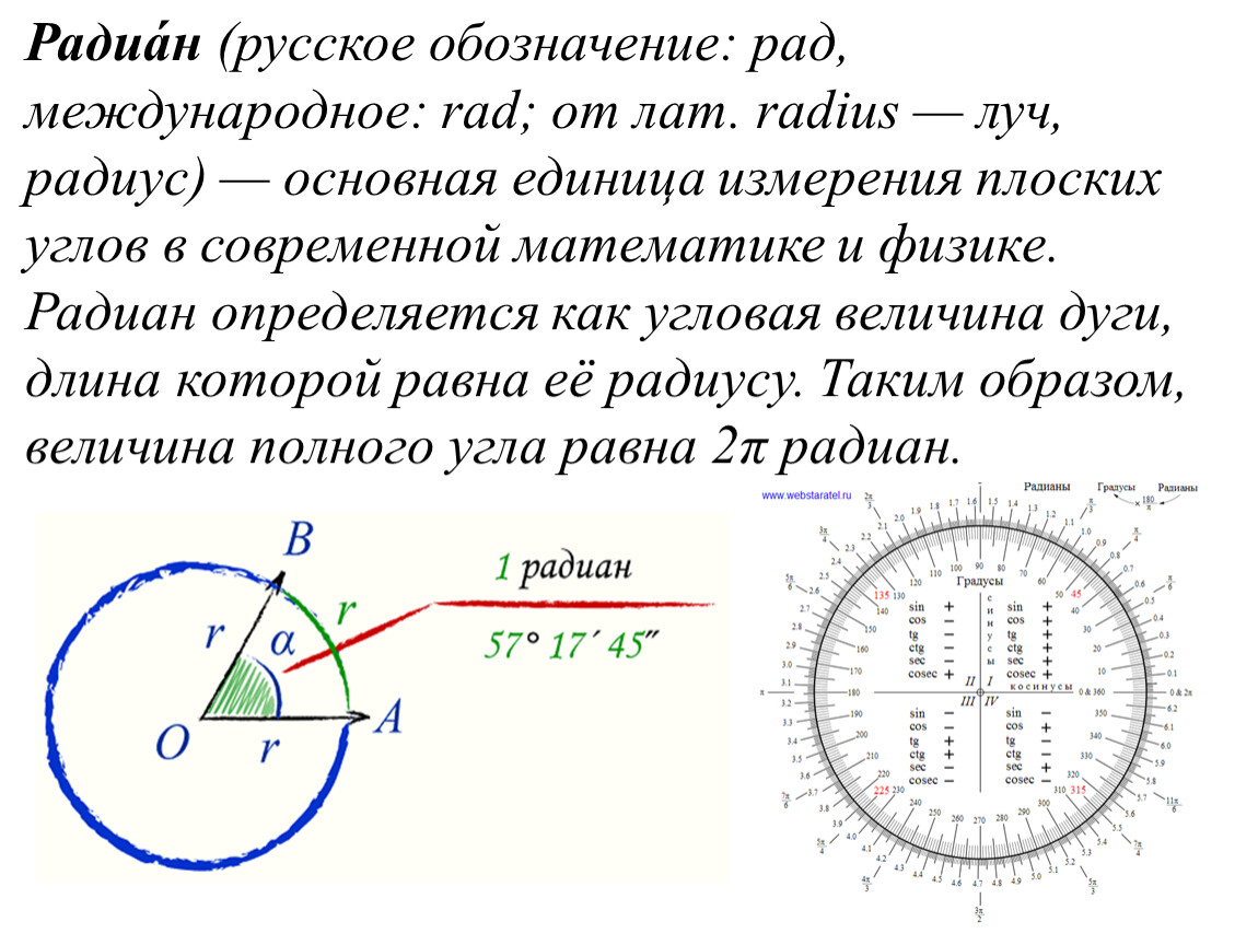 1 радиан равен