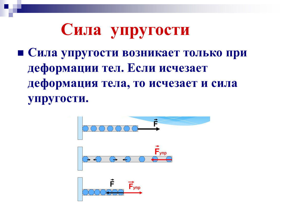 Сила упругости действует