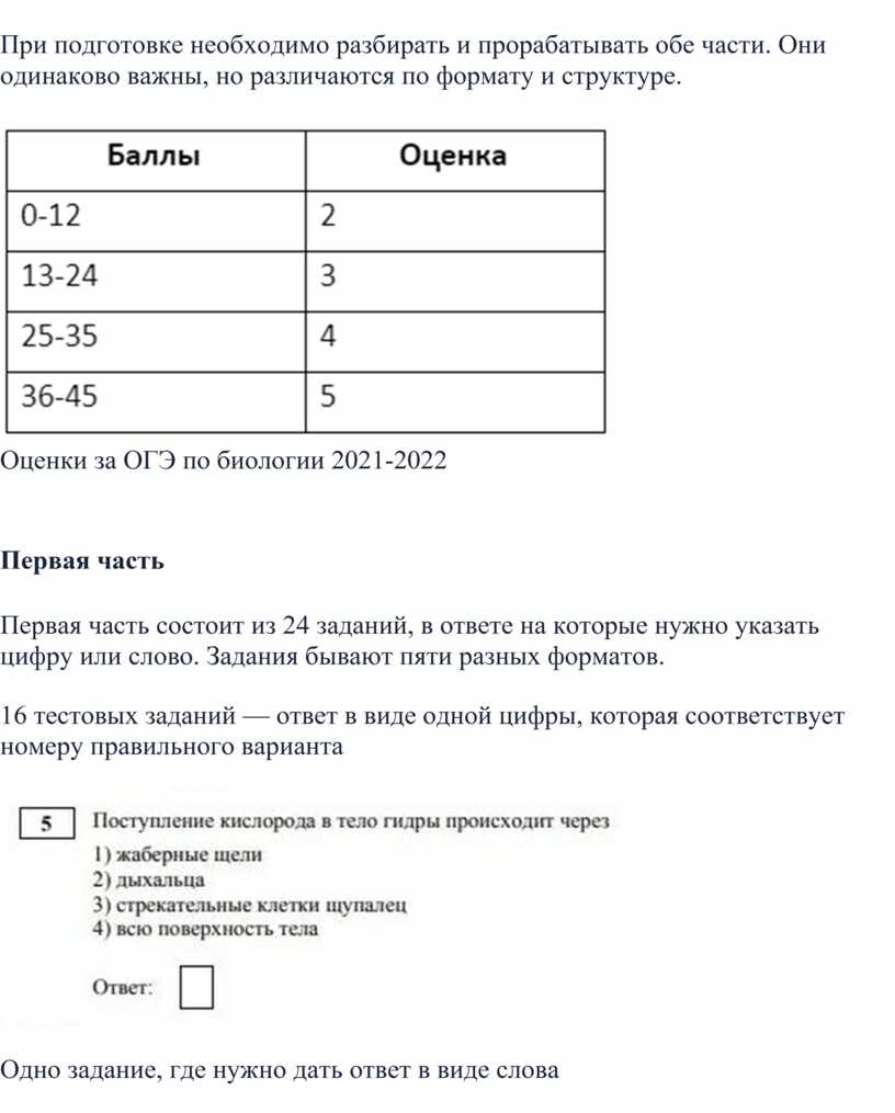 Изменения в заданиях ОГЭ по биологии в 2021-22 уч. г