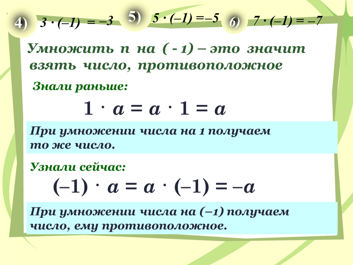 Умножение рациональных чисел задания