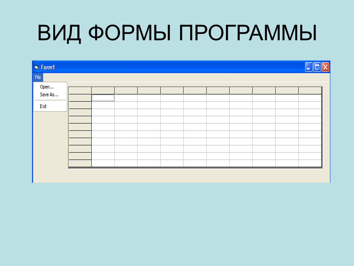 Программа forms. Форма программы. Виды форм. Форма приложения. Первая форма программа.