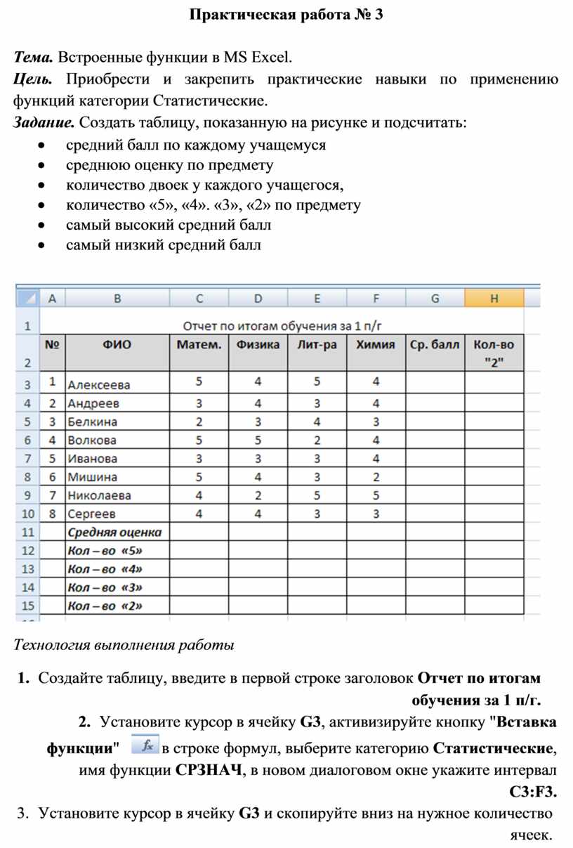 Ссылки встроенные функции ms excel практическая работа 4 решение