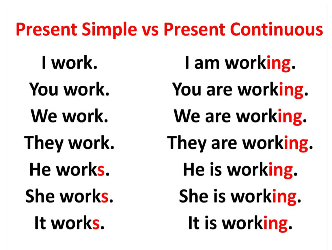 Самостоятельная present simple present continuous