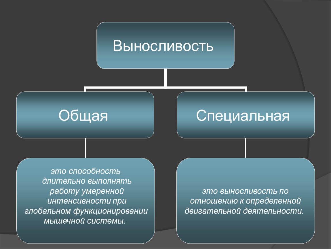 Виды выносливости. Общая и специальная выносливость. Виды специальной выносливостивыносливости. Виды общей выносливости:.