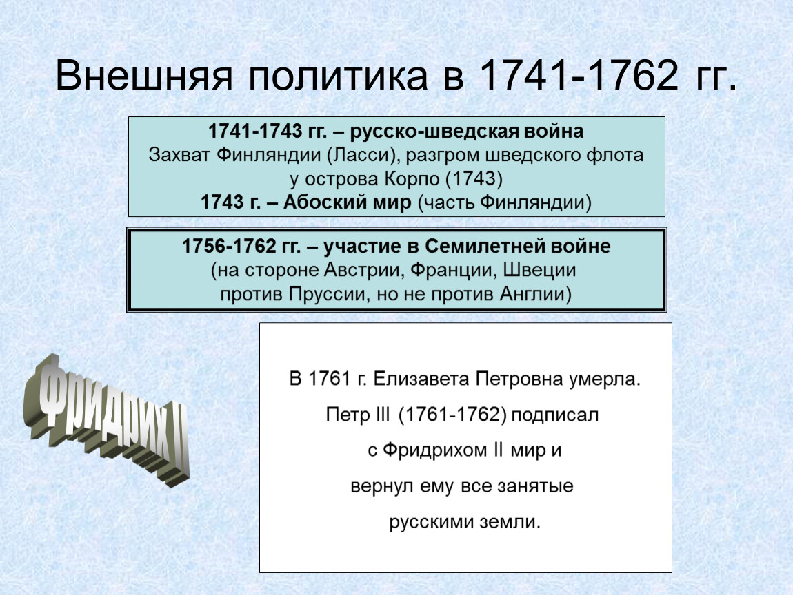 8 внешняя политика. Внешняя политика России 1741-1762. Внешняя политика в 1741-1762 гг таблица. Внешняя политика России в 1741 1762 гг. Внешняя политика России 1741-1762 таблица.