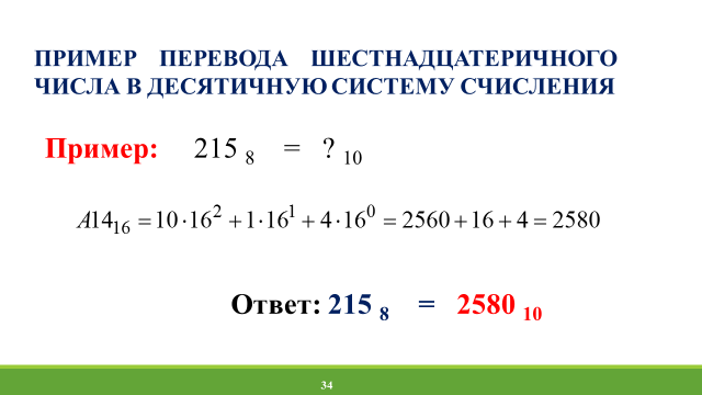 Выполните перевод шестнадцатеричного числа