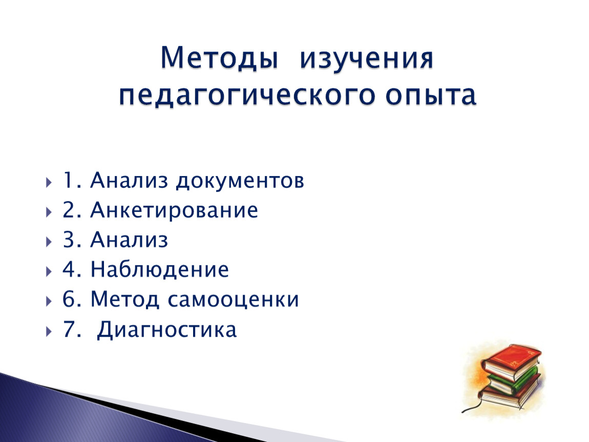 Анализ документов 2. Анкетирование 3