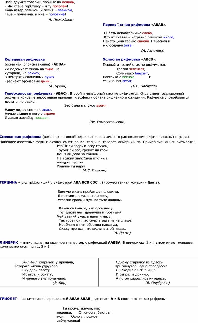 Справочник по стихосложению.