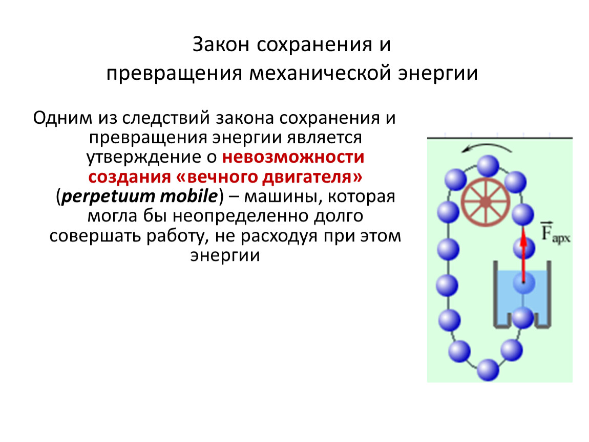 План конспект закон сохранения механической энергии 7 класс