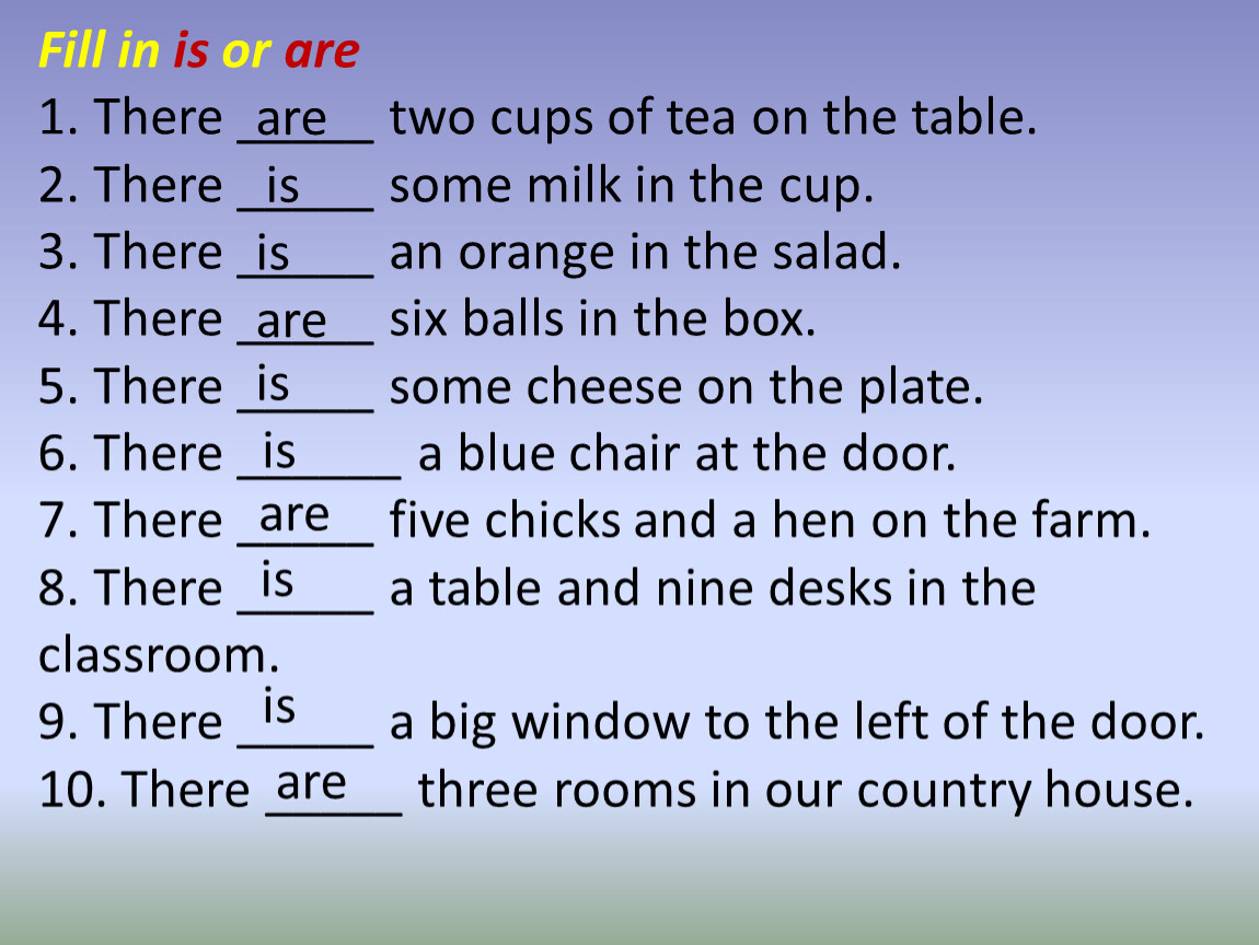 Isn t it ответ. There is таблица. Грамматика there is there are. Упражнение 2 вставьте is или are. There is или are two Cups of Tea on the Table.