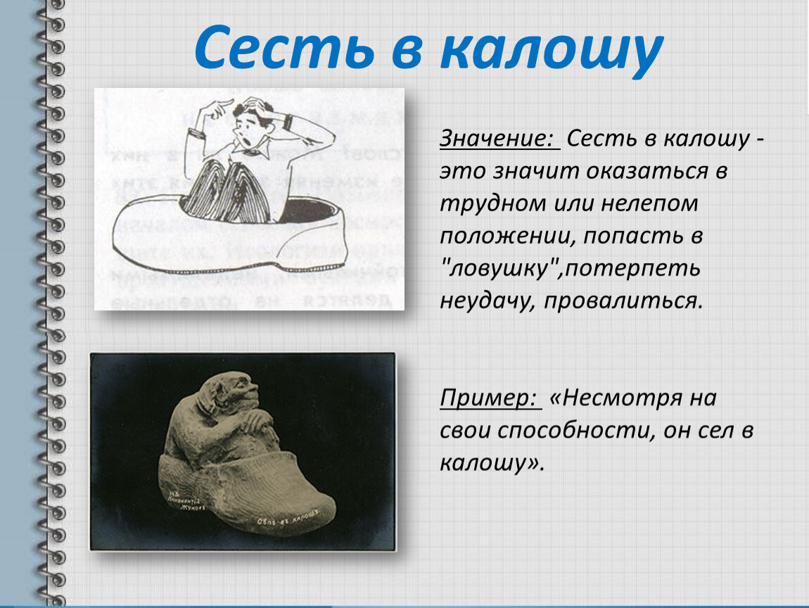 Что означает сиди. Сесть в калошу значение. Сел в калошу фразеологизм. Фразеологизм сесть в калошу. Сел в галошу значение.