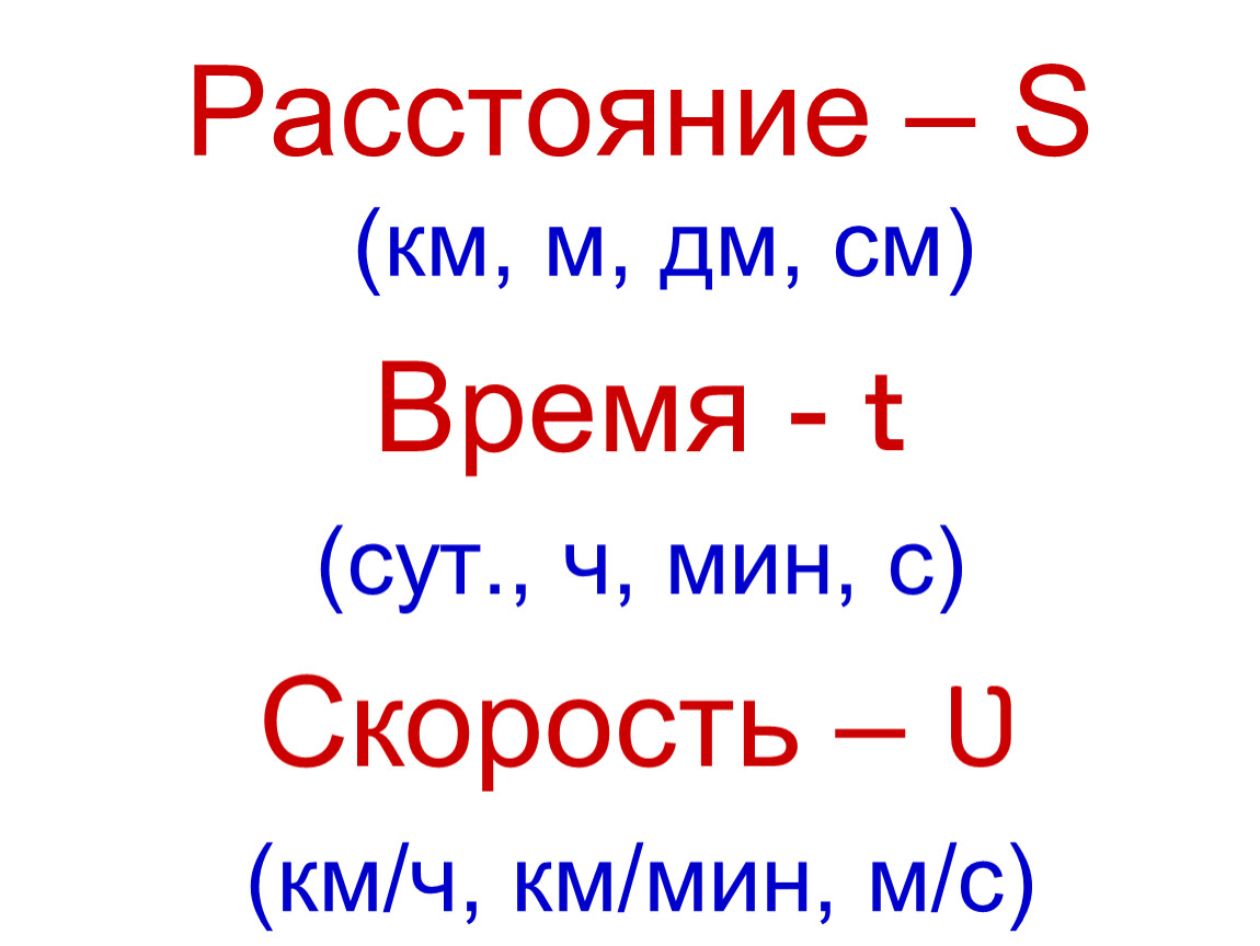 Скорость время расстояние 4 класс