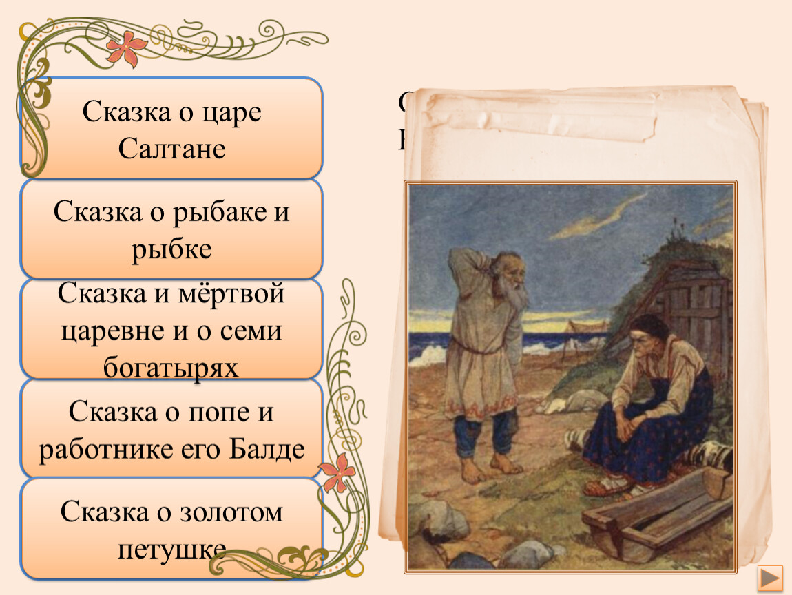 Характеристика героев сказки о рыбаке. «Сказку о царе Салтане … », «сказку о рыбаке и рыбке». Мои любимые сказки Пушкина. Сказка о рыбаке и рыбке сказка о мертвой царевне и семи богатырях. Моя любимая Литературная сказка.