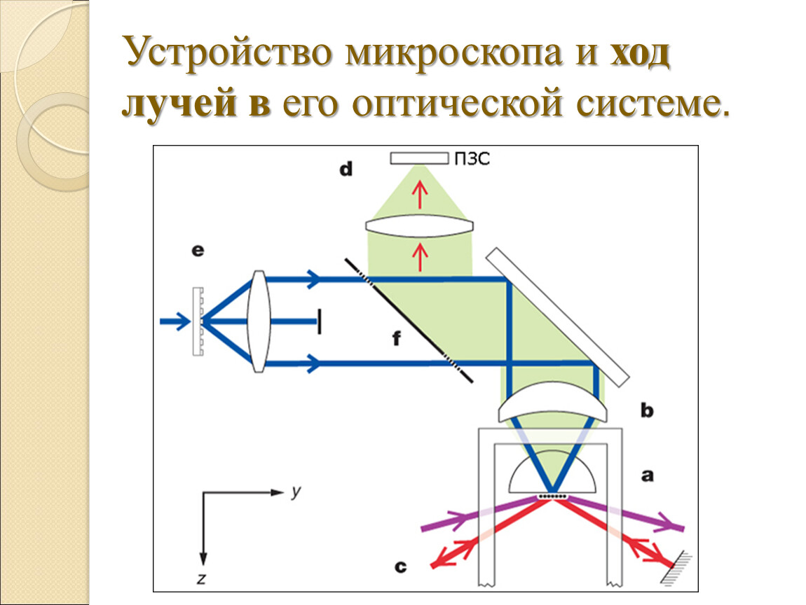 Схема лучей в микроскопе