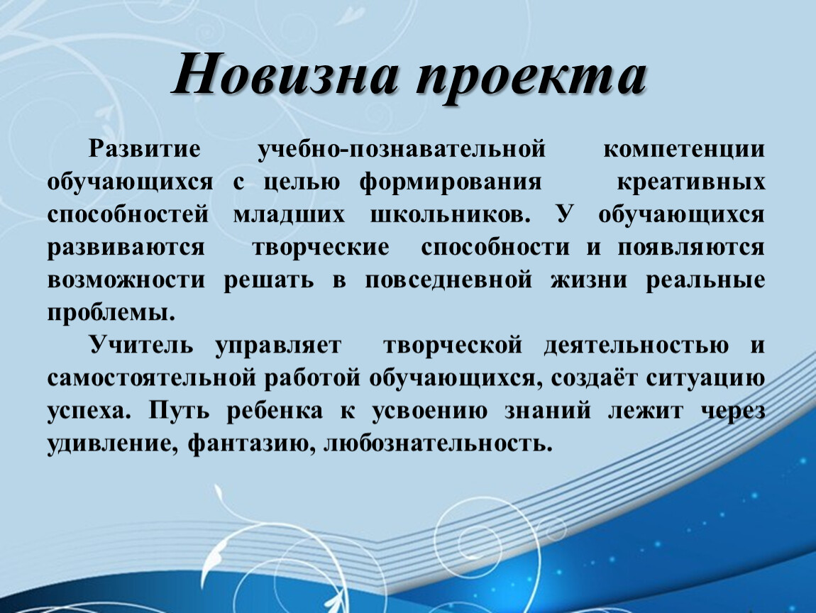 Новизна работы в проекте это