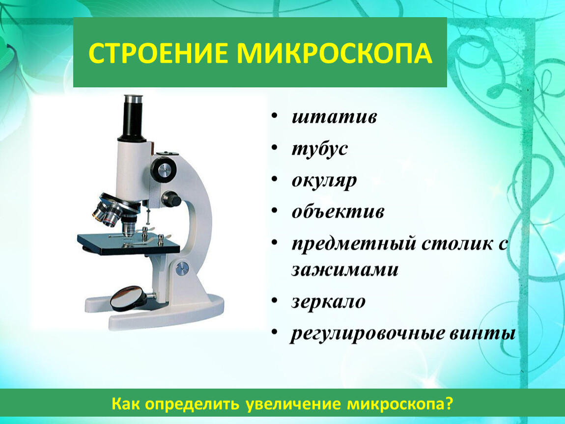 Какая часть микроскопа обозначена буквой а