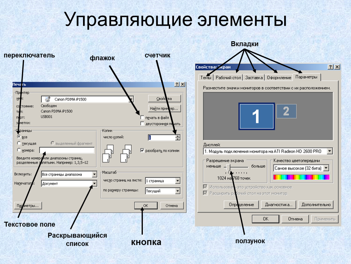 Укажите как называется. Графический Интерфейс Windows диалоговое окно. Элементы управления: вкладка, флажок, переключатель. К элементам управления диалогового окна относятся:. Элементы интерфейса 7 класс Информатика.