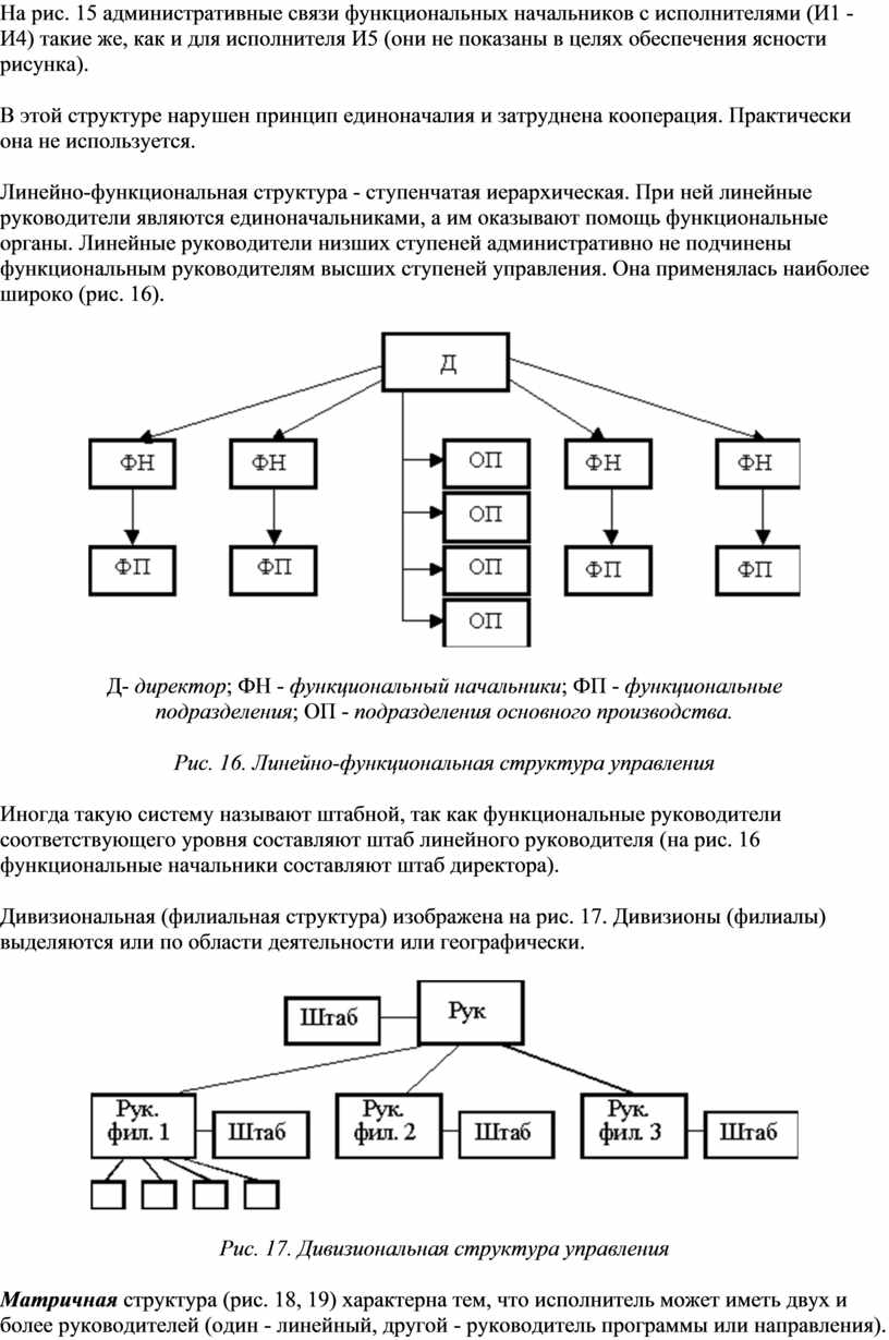 Контрольная работа: Линейная и функциональная структуры управления