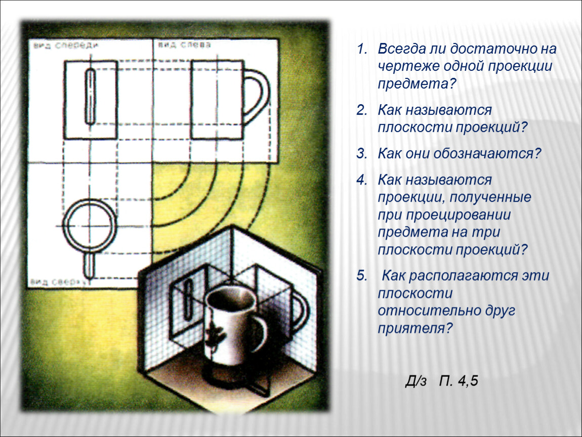 Проекция предмета на чертеже. Проекция предмета. Всегда ли достаточно на чертеже одной проекции предмета. Достаточно ли на чертеже одной проекции предмета ?. Черчение презентация 7 класс проецирование.