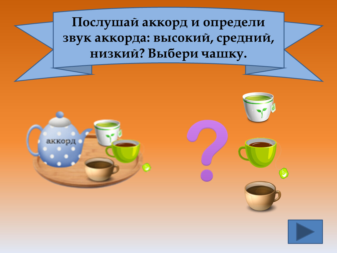 Послушай аккорд и определи звук аккорда: высокий, средний, низкий?