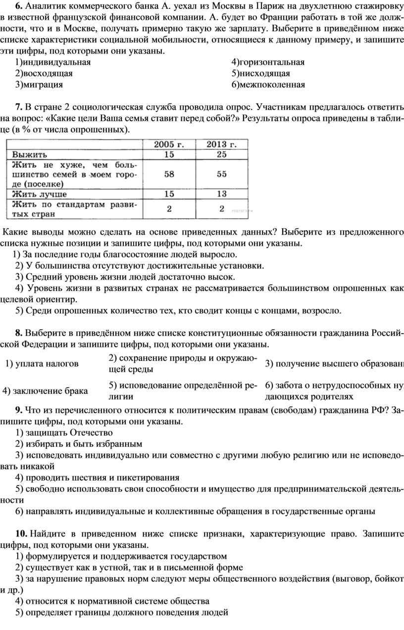 Контрольная работа по обществознанию для учащихся 11 класса по теме  