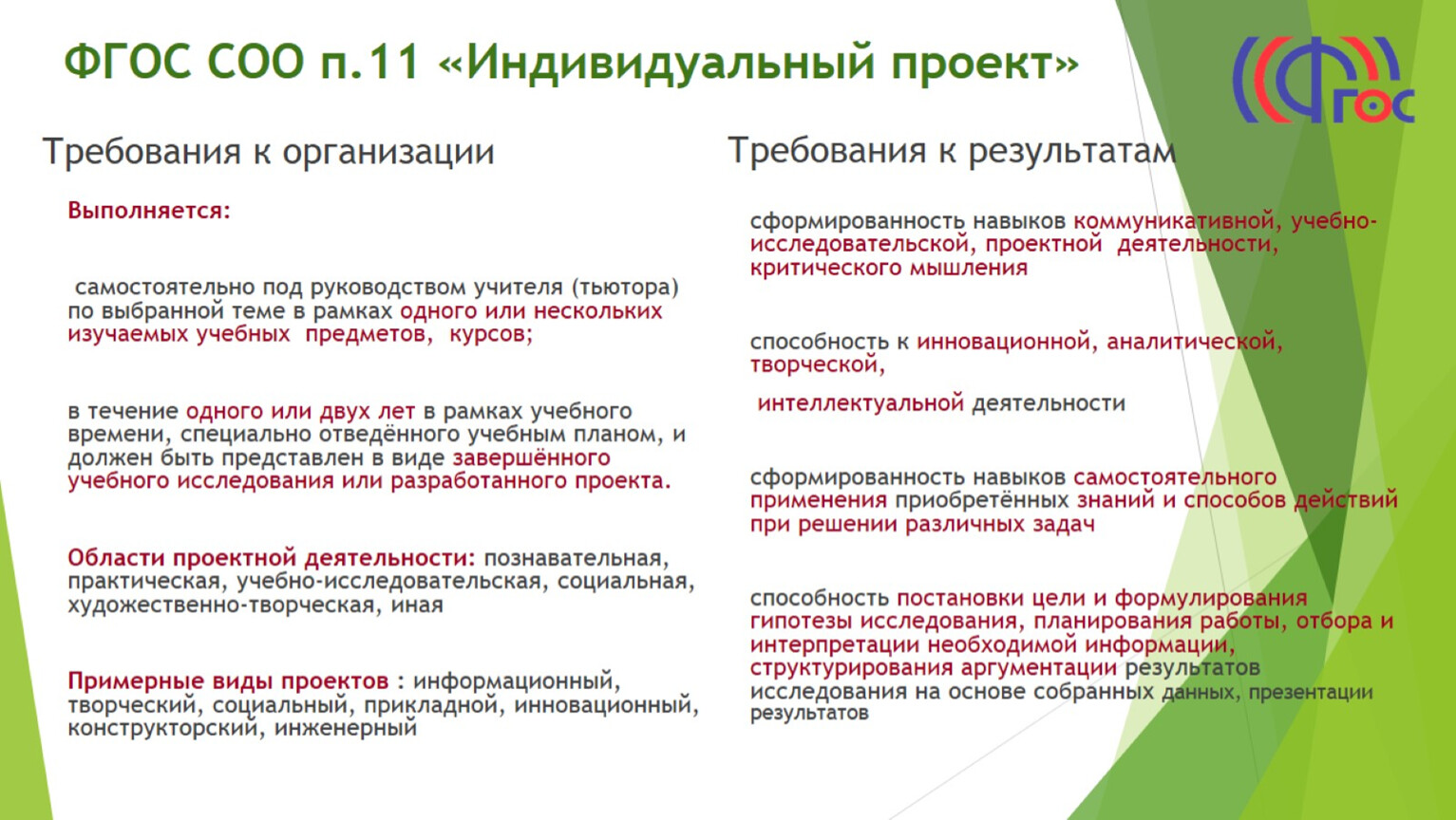 В соответствии с фгос соо индивидуальный проект