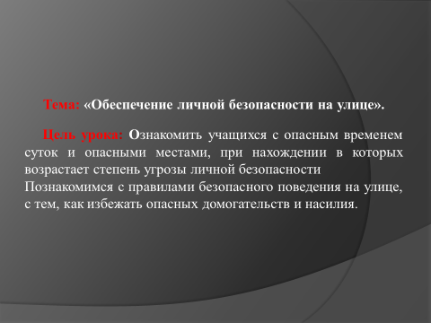 Презентация обеспечение личной безопасности на улице 5 класс обж