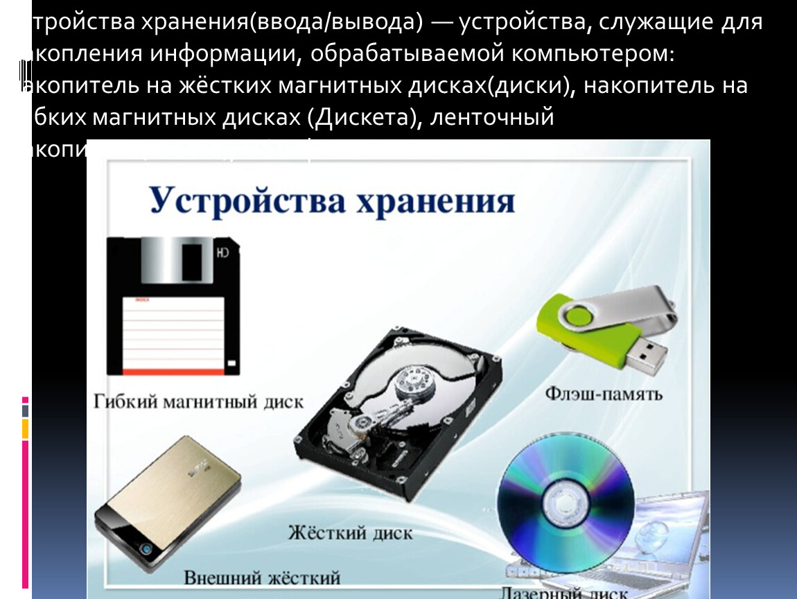 Устройства сохранения информации. Устройства хранения. Устройства хранения информации ПК. Жесткий диск и гибкий диск. Устройства хранения информации: жесткие диски.
