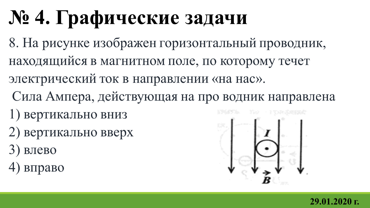 На проводник расположенный в однородном магнитном