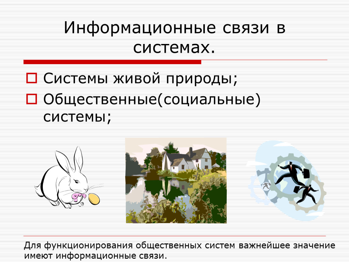 Системы различной природы. Информационные связи в природе. Информационные связи в системах разной природы. Информационные связи в искусственных системах. Примеры информационных связей в системах.