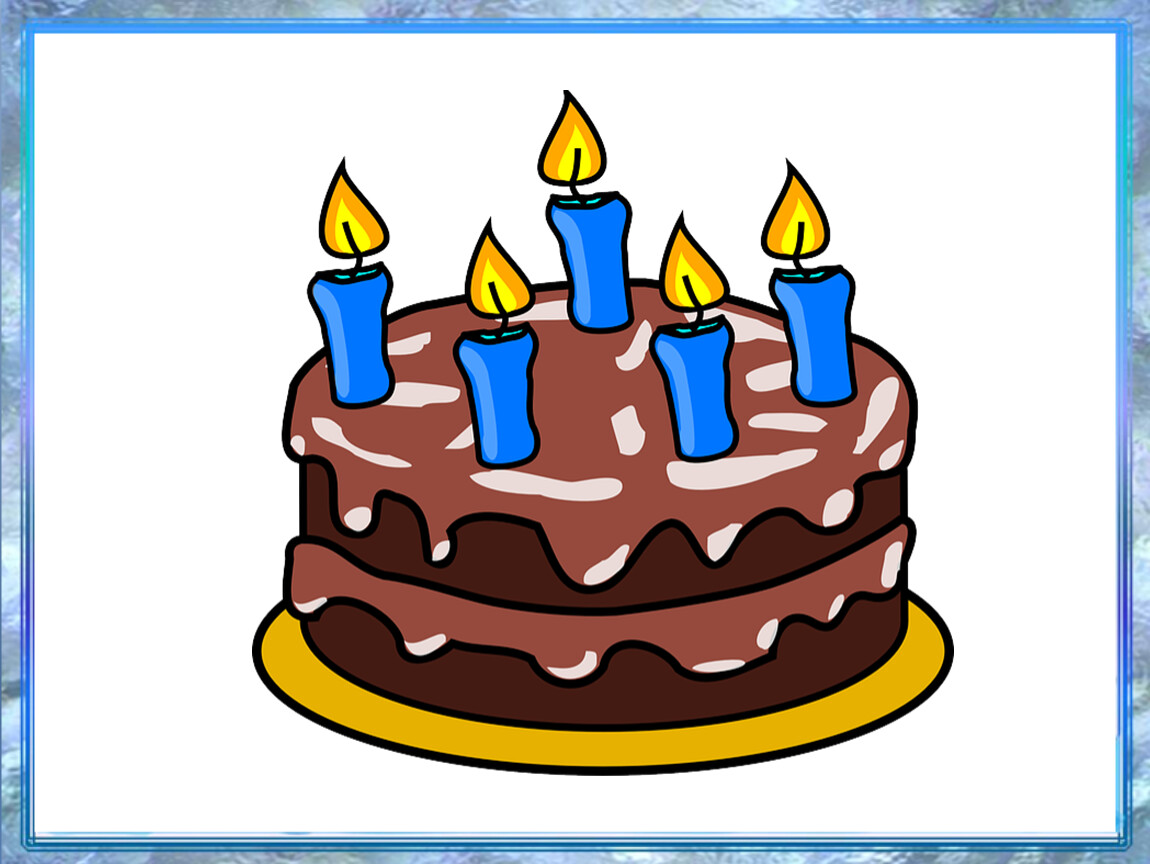 Тортик со свечами на прозрачном фоне