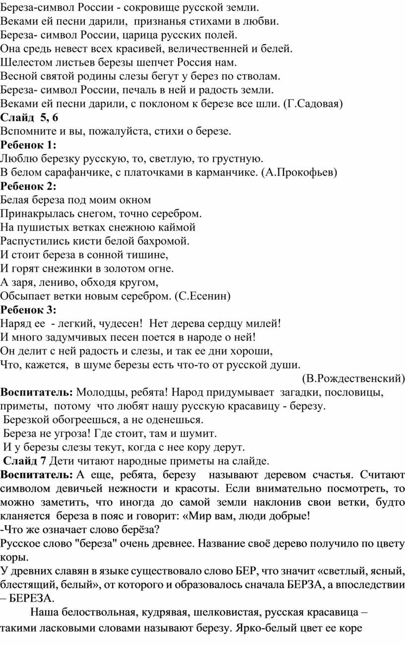 Береза-символ России - сокровище русской земли