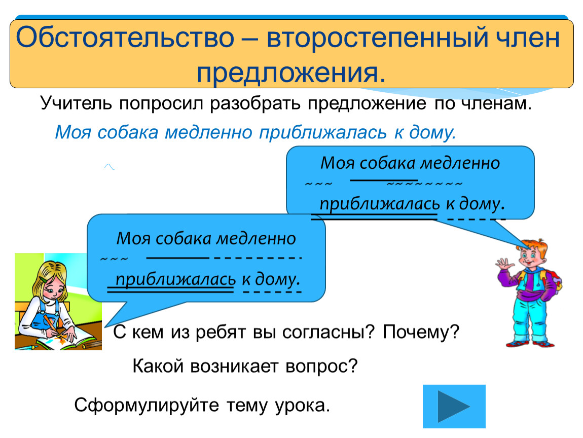 Урок в 5 классе обстоятельство презентация