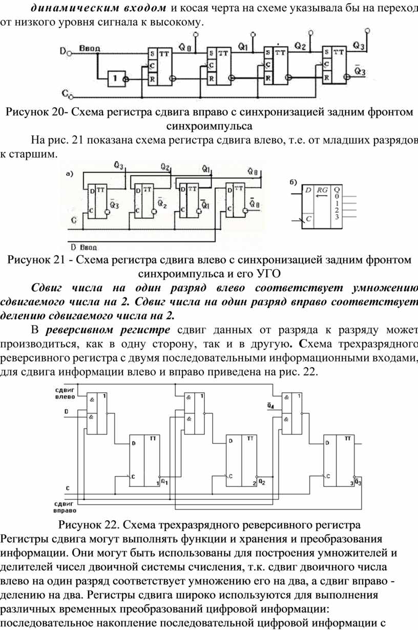 Временная диаграмма работы регистра сдвига