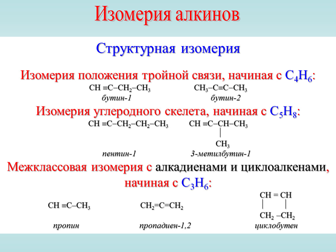 Бутин 1 гибридизации. Межклассовая изомерия алкинов. Типы изомерии Алкины. Скелетная изомерия алкинов. Формулы изомеров Алкины.