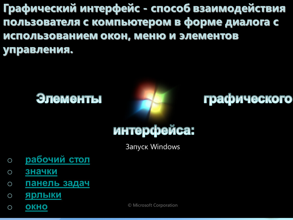 Что не является элементом интерфейса виндовс