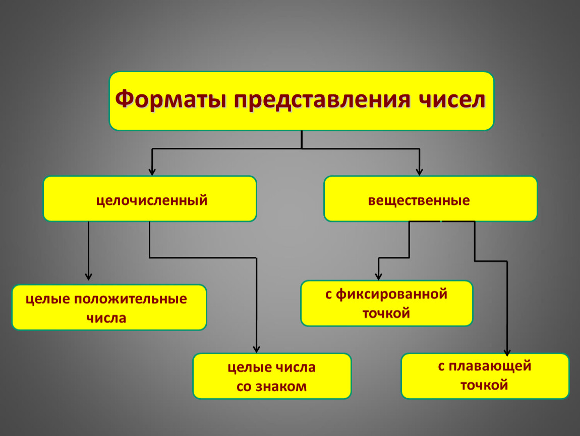 Формат представления. Форматы представления чисел. Целые и вещественные положительные числа. 8. Форматы представления чисел. Форматы представления чисел в эт.