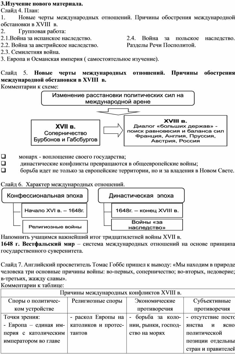 Международные отношения в XVIII в.