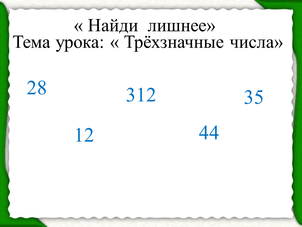 Тема урока: трёхзначные числа. Трехзначные числа. Убери лишнее число. Темы на трёхзначные числа. Лишняя 28