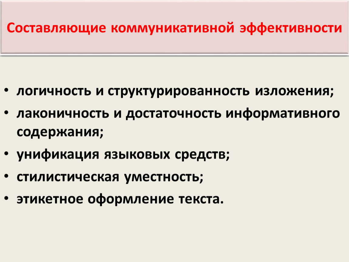 Эффективность коммуникации. Составляющие коммуникации.